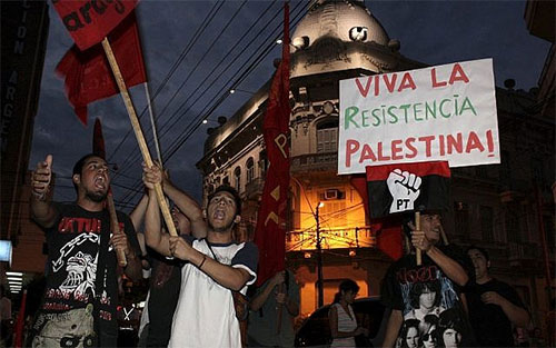 manifestación pro Palestina en Paraguay